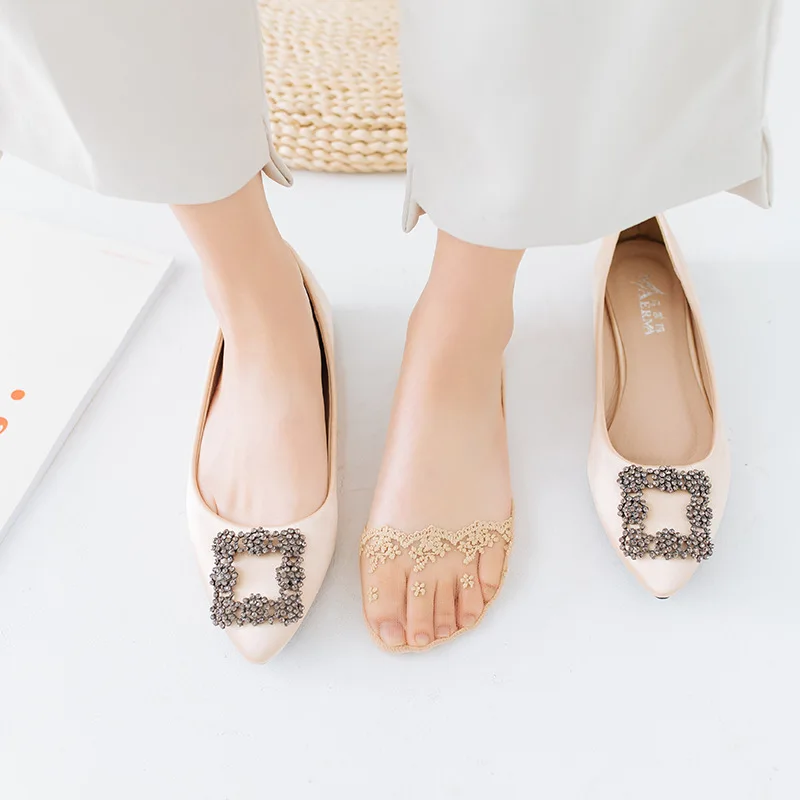 Новинка летние женские невидимые носки прозрачные короткие кружевные открытые