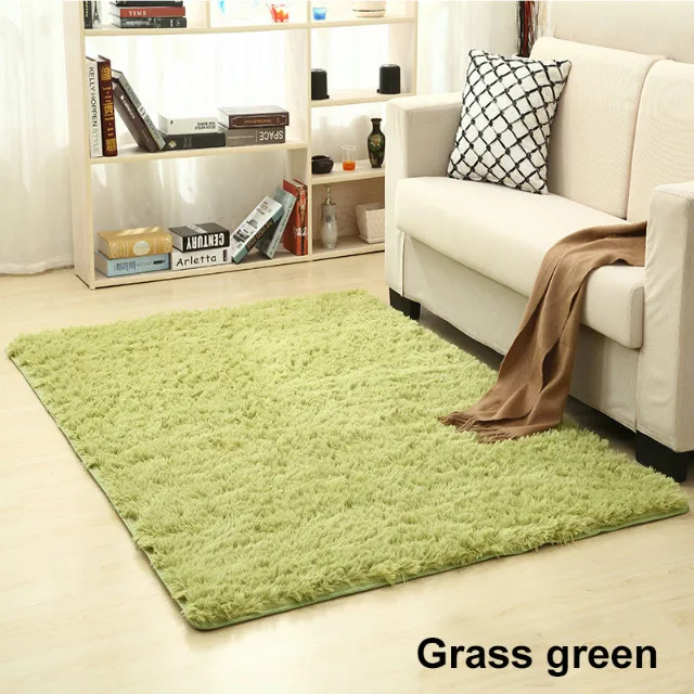 Grass green Шелковистый мохнатый ковер для гостиной, дома, теплые плюшевые напольные коврики, пушистые коврики для детской комнаты, коврик из искусственного меха, коврики для гостиной - Цвет: Grass green