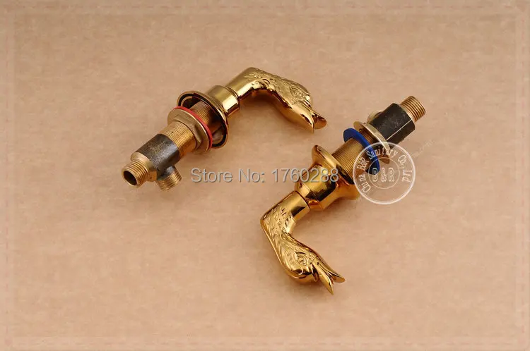 Freeshipping B&ampR Fashionable Tap Bathroom Gold Mixer Three Double handle hole Surface Mounted faucet BR-11000 torneira ban |