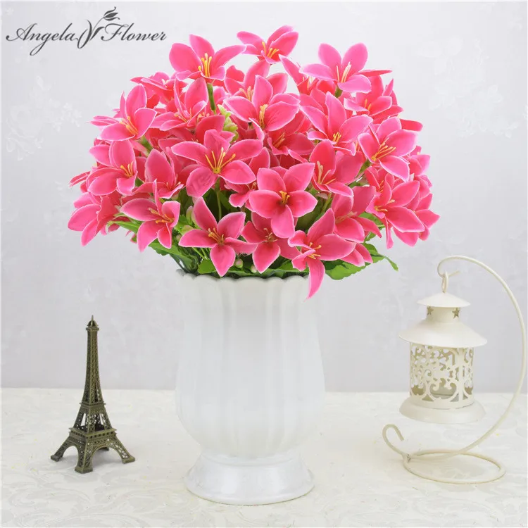 10 филиалов искусственный цветок букет даффодил лилия свадьба гостиная уличная