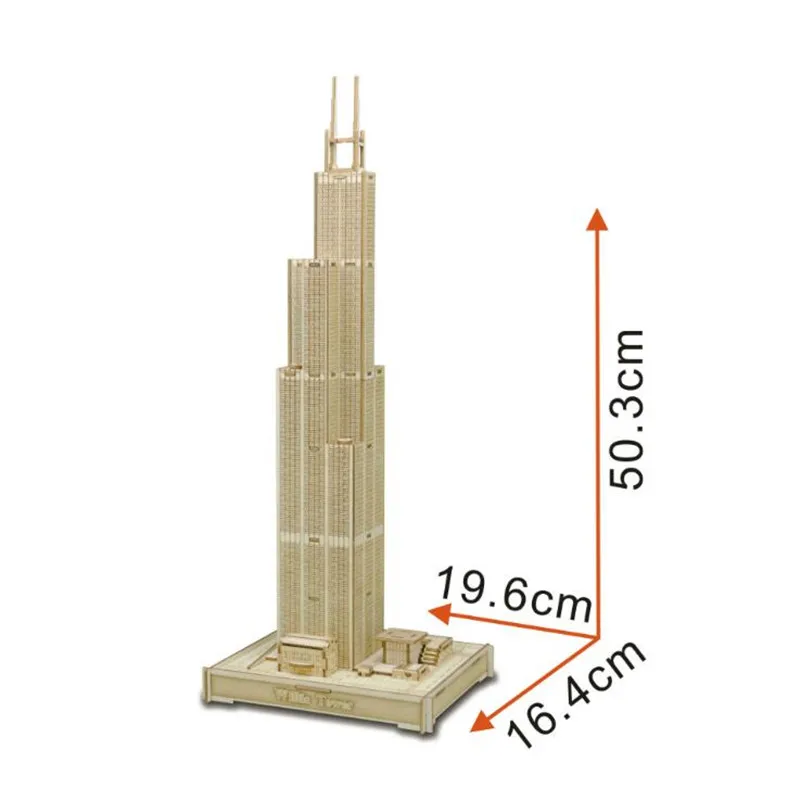 Sears Tower DIY 3D деревянные Пары Башня головоломка игра подарок и орнамент для детей