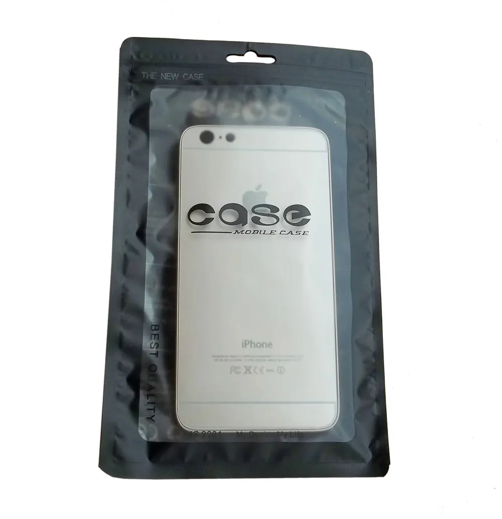 Пластиковый черный розничный упаковочный пакет на молнии для iphone 6S 6 plus 7 8 Samsung S5 S6