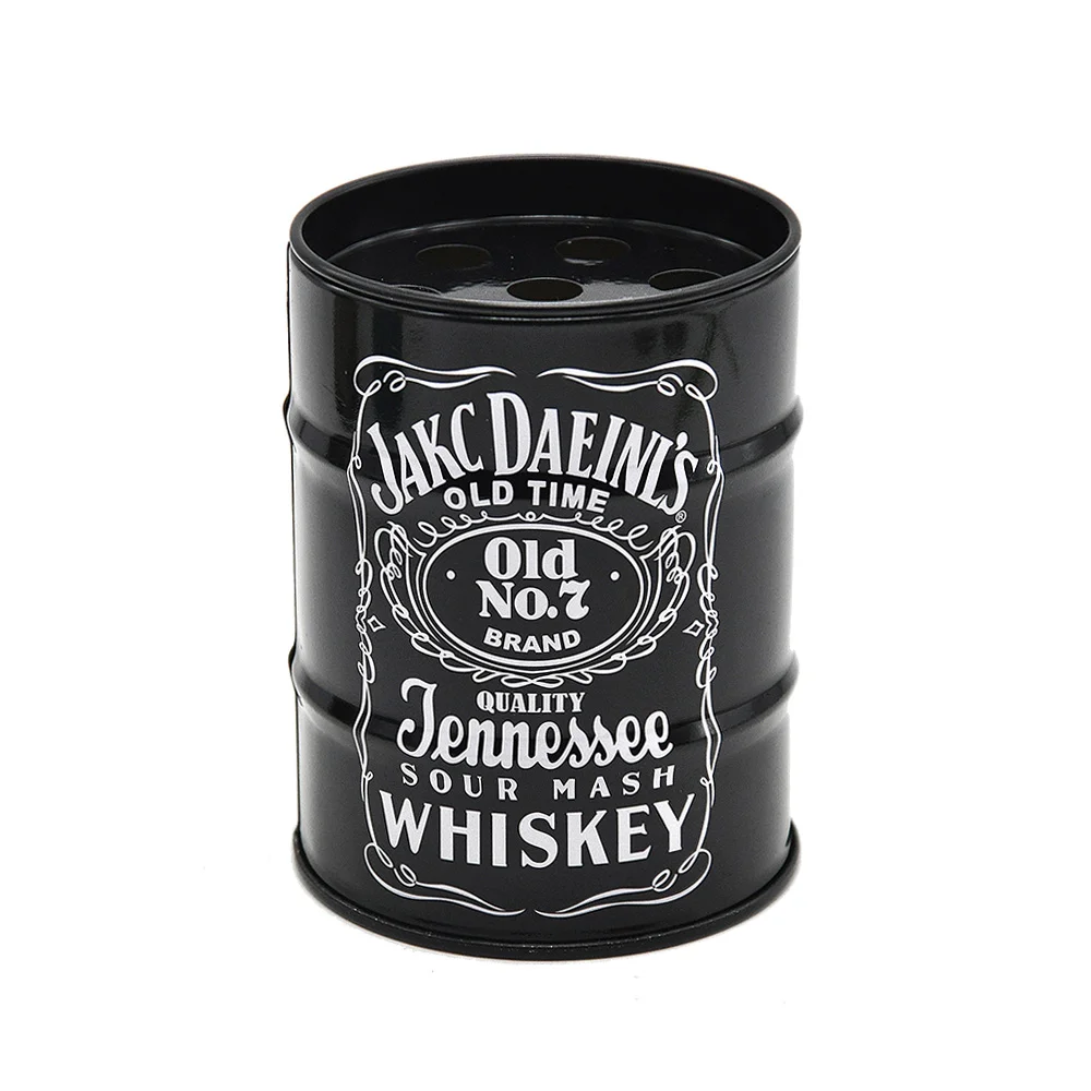 Black Whiskey HONEYPUFF "нет дыма, нет жизни" алюминиевая Бочкообразная пепельница может держать несколько сигарет. Шаблон случайный - Цвет: Black Whiskey