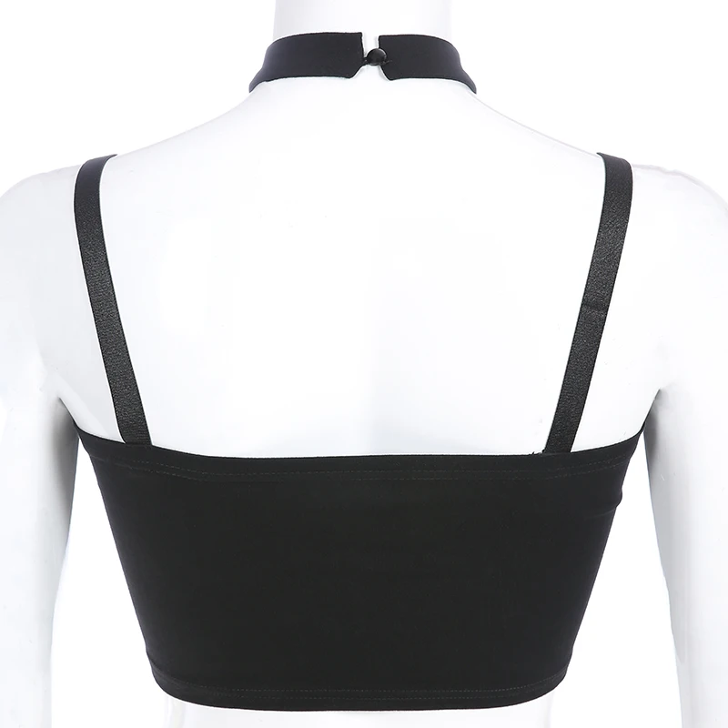 Женский топ с открытыми плечами Sweetown готический черный цвет колье воротник на