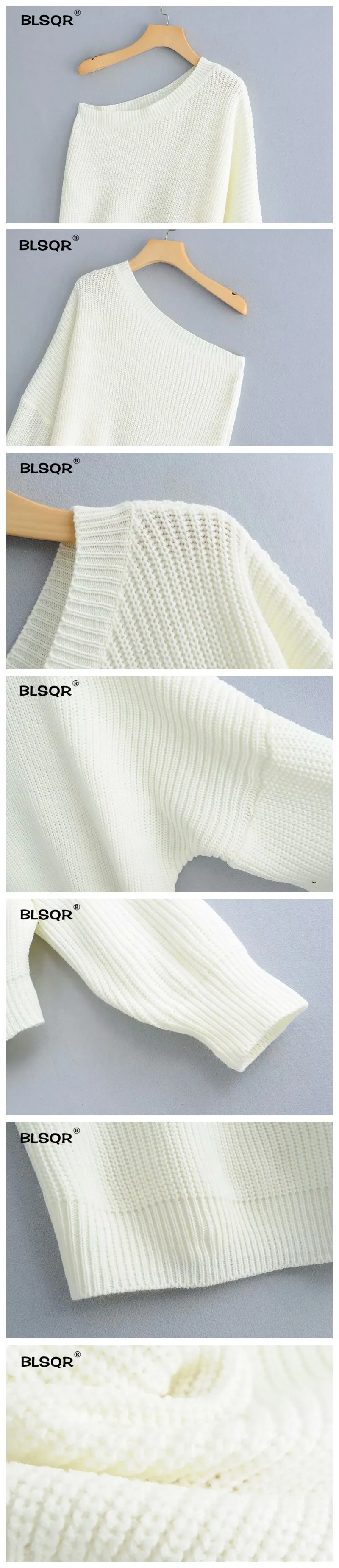 Женские вязаные свитера с асимметричным воротником, эластичные белые пуловеры на одно плечо, свободные уличные Топы