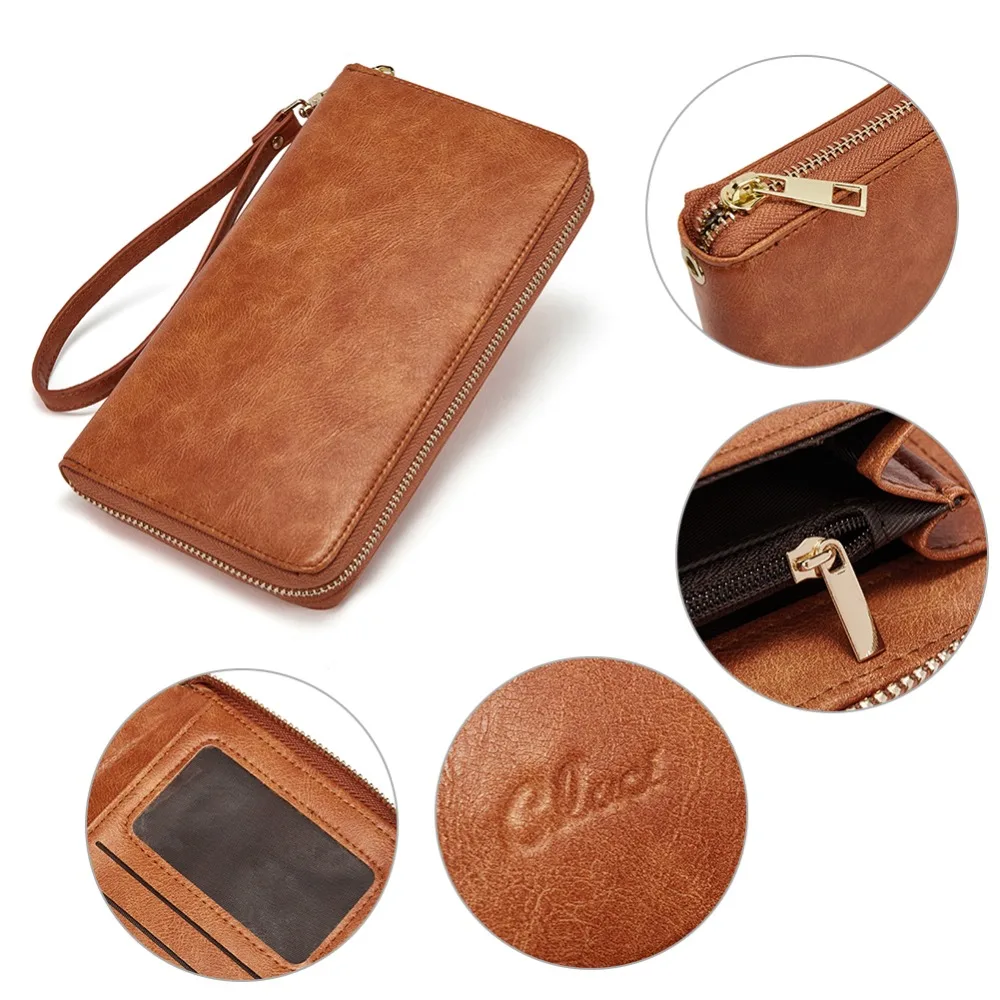CHALLEN Leather Women Wallets PU Designer Zipper Long Wallet Women Card Holder Ladies Purse Money Bag Carteira Feminina