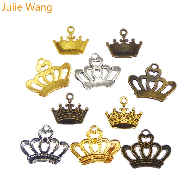Julie Wang 12PCS Mixed Crown Charms Alloy Necklace Bracelet Pendant Jewelry Making Earring Handcrafts Finding DIY Accessory | Украшения и