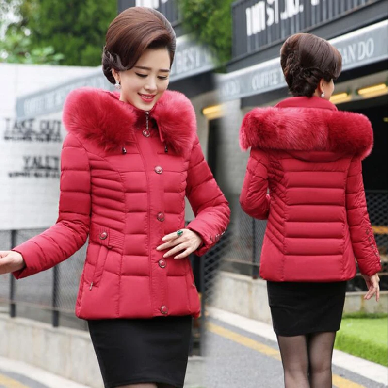 Новинка 2017 зима среднего возраста Женская хлопчатобумажная одежда большой