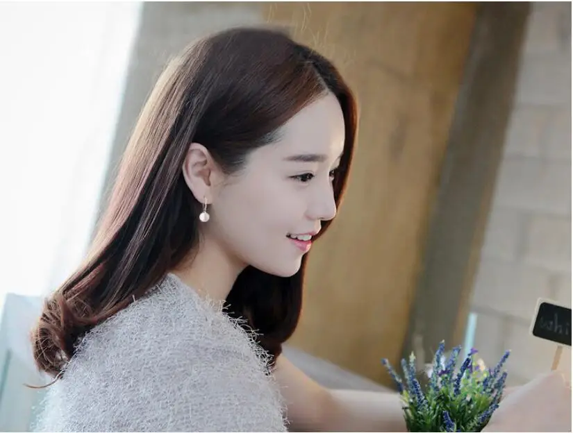 New Hot Simple 8 10 12mm Pearl Drop Earrings For Women 925 Sterling Silver Jewelry Pendientes Statement Dangle Earrings SAE17