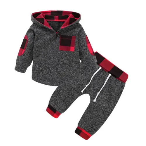 2Pcs Infant Newborn Baby Girl Boy Outfits Hooded Sweat shirt+Long Pants Set Winter Autumn Children Clothes Tracksuit | Детская одежда и