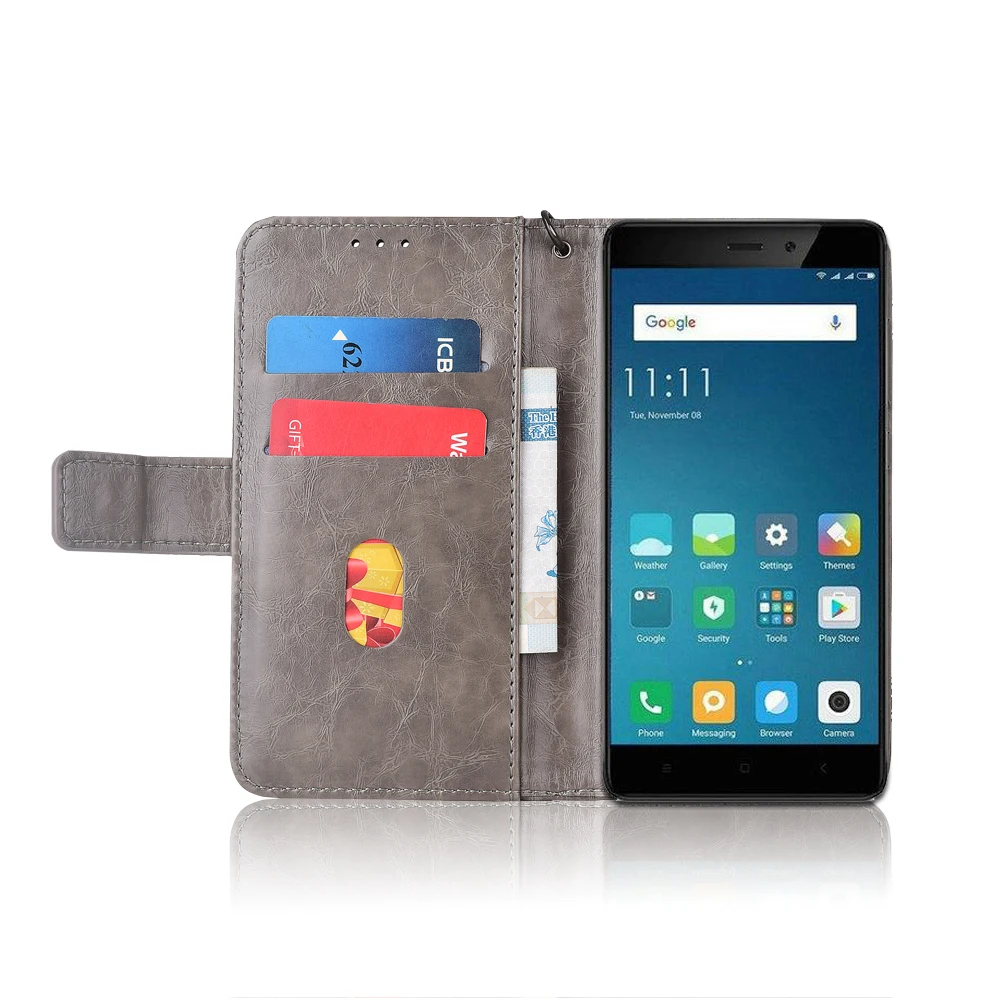 Кожаный чехол книжка для Xiaomi Redmi 4 Prime Pro Fundas с цветочным принтом 100% специальный