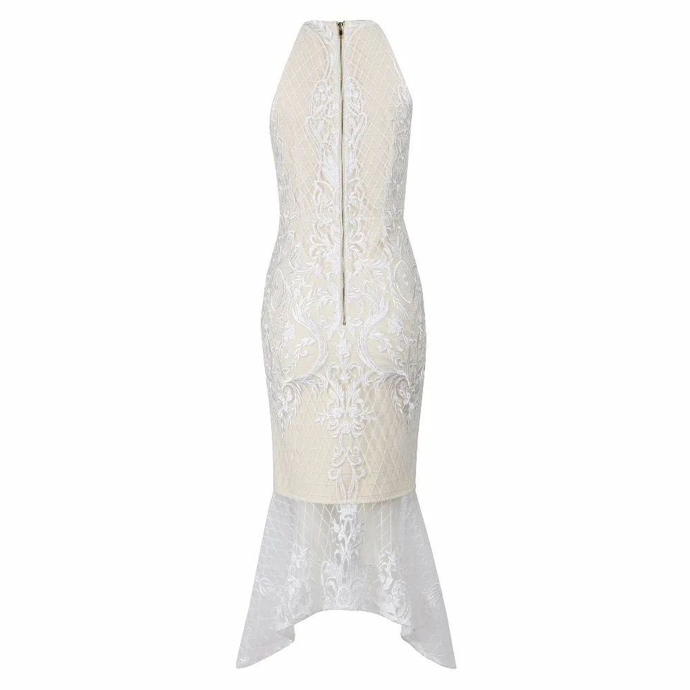 New Fashion Girl's Sleeveless White Lace Knee Length Rayon Bandage Dress Evening Party Bodycon | Женская одежда