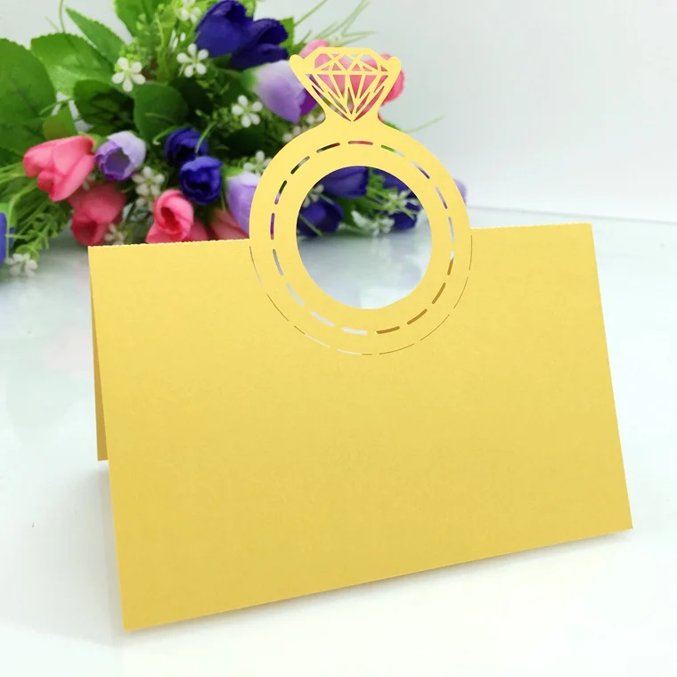 50 шт. лазерное кольцо с бриллиантами имя стола карты свадебные вечерние товары на