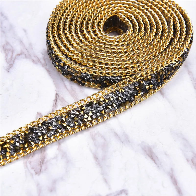 Кристальная стразы горячей фиксации лента 2 ярда/лот серый камень бриллиант