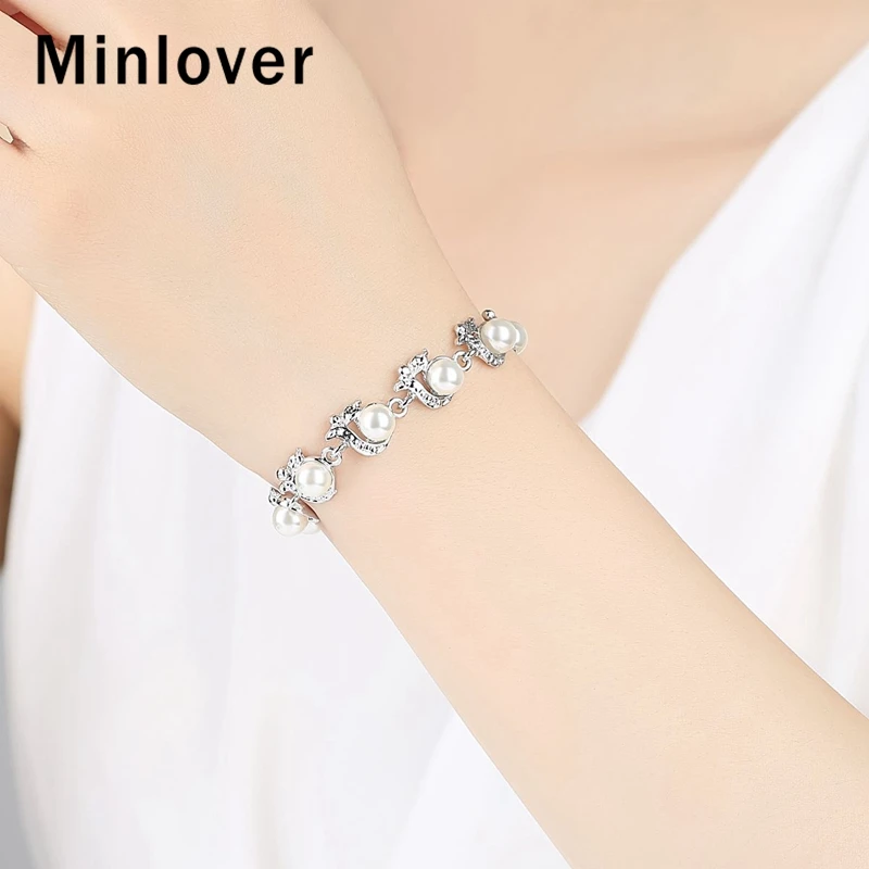Minlover простой стиль идеально круглые браслеты с искусственным жемчугом для