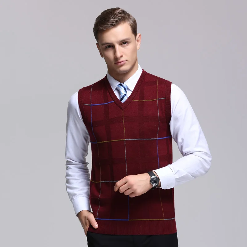 Macrosea осенне-зимние Для мужчин плед шерсть жилет мужской шерстяная одежда без