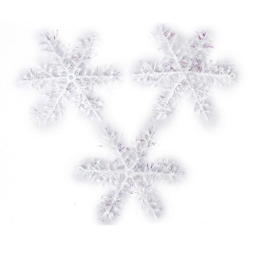 

15 шт. 13 см рождественские украшения, белые пластиковые рождественские снежинки, Рождественские елки, цветы/окна, рождественские украшения для дома