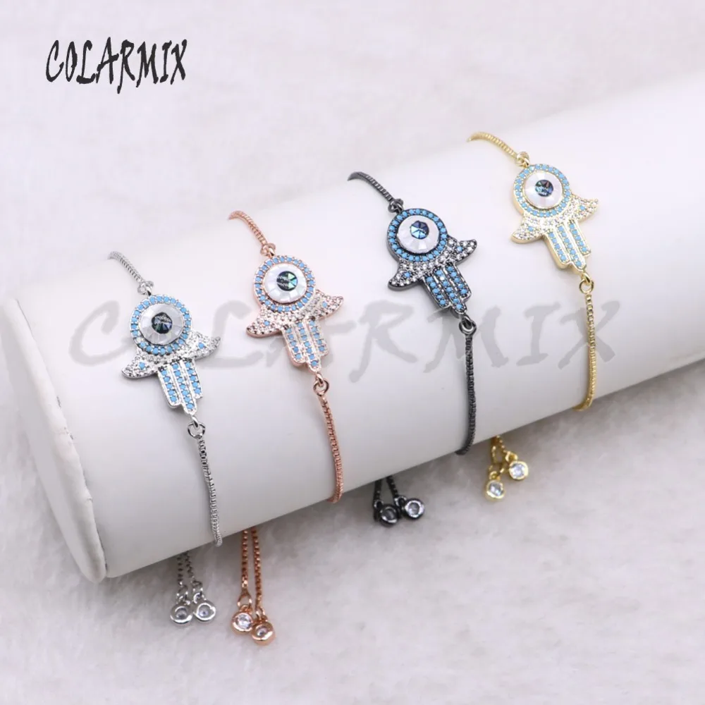 Высококачественный браслет Хамса модный медный очаровательный разноцветные