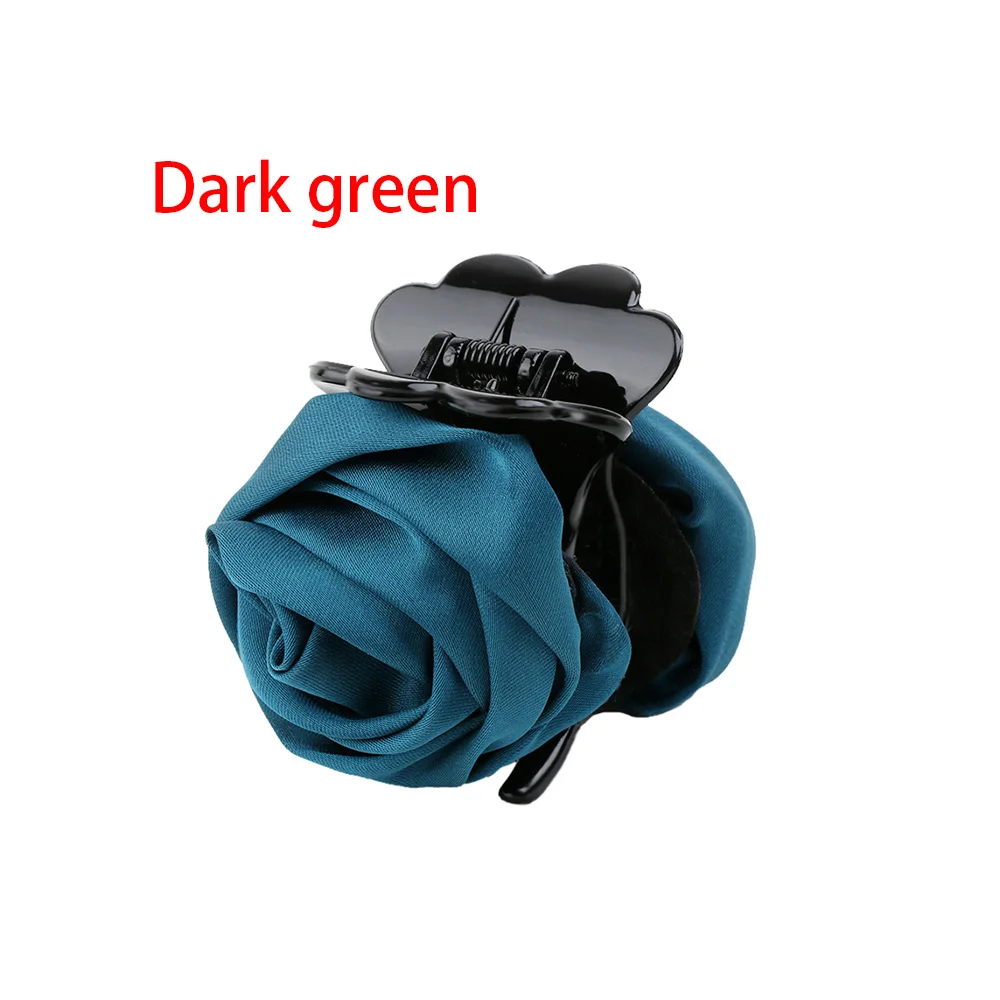Dark green Корейские заколки для волос с цветком розы, Когти для волос для женщин, заколка ручной работы, аксессуары для волос для женщин и девушек, заколки для волос - Цвет: Dark green