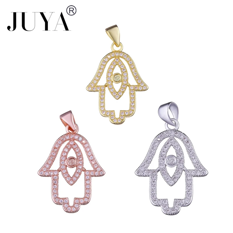 5pcs Fatima Hand Copper Zircon Khamsah Evil Eye Hamsa Charms Pendants for Jewelry Making DIY Bracelet Necklace Findings | Украшения и