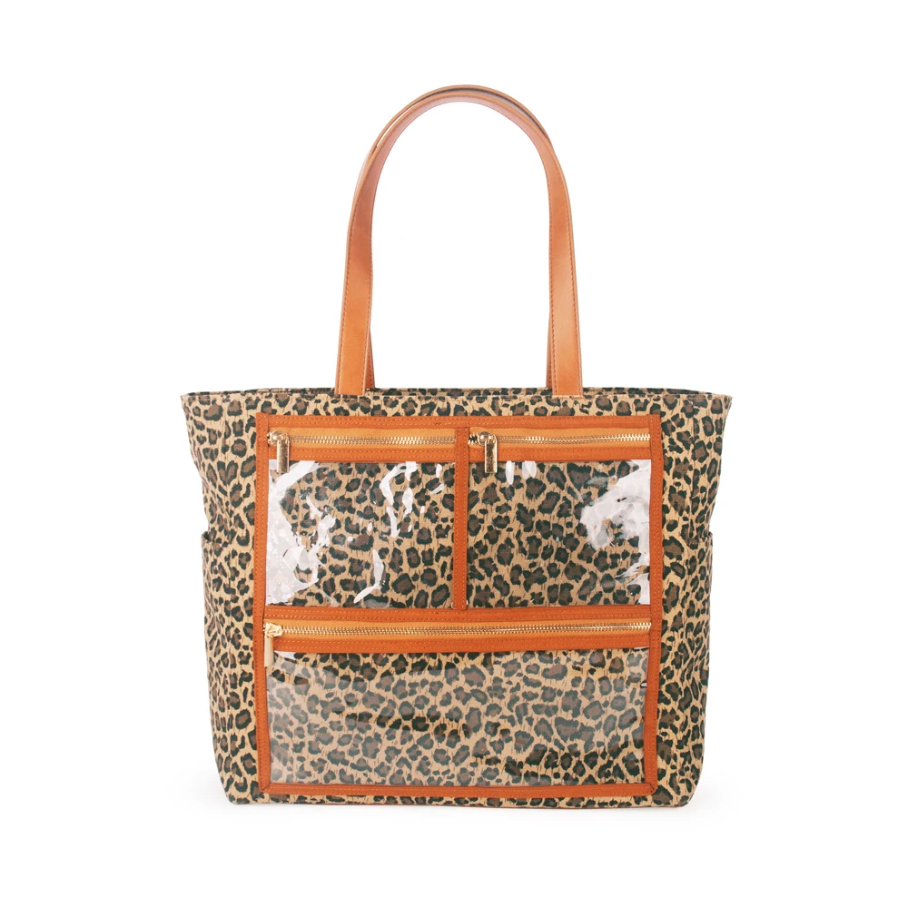 

Leopard PVC Display Bag Wholesale Blanks Cheetah Canvas Essential Oils Handbag With Clear Pockets Accessories Purse DOM106576