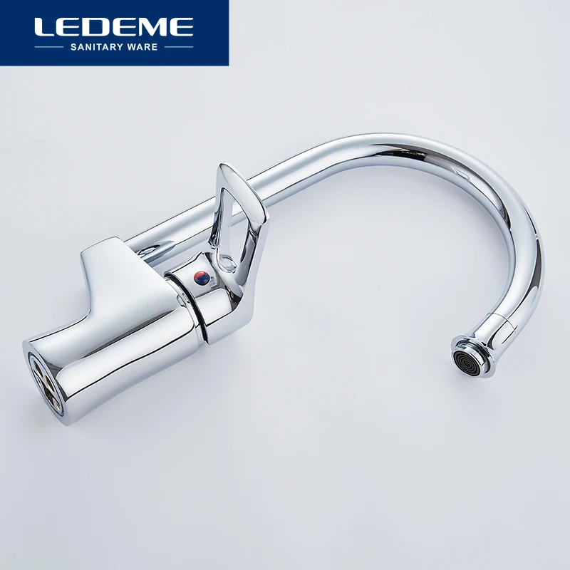 LEDEME Смеситель для кухни высокий латунь Цвет: хром L4025| |