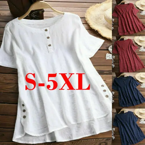 Женские свободные топы размера плюс с вырезом лодочкой на пуговицах туника