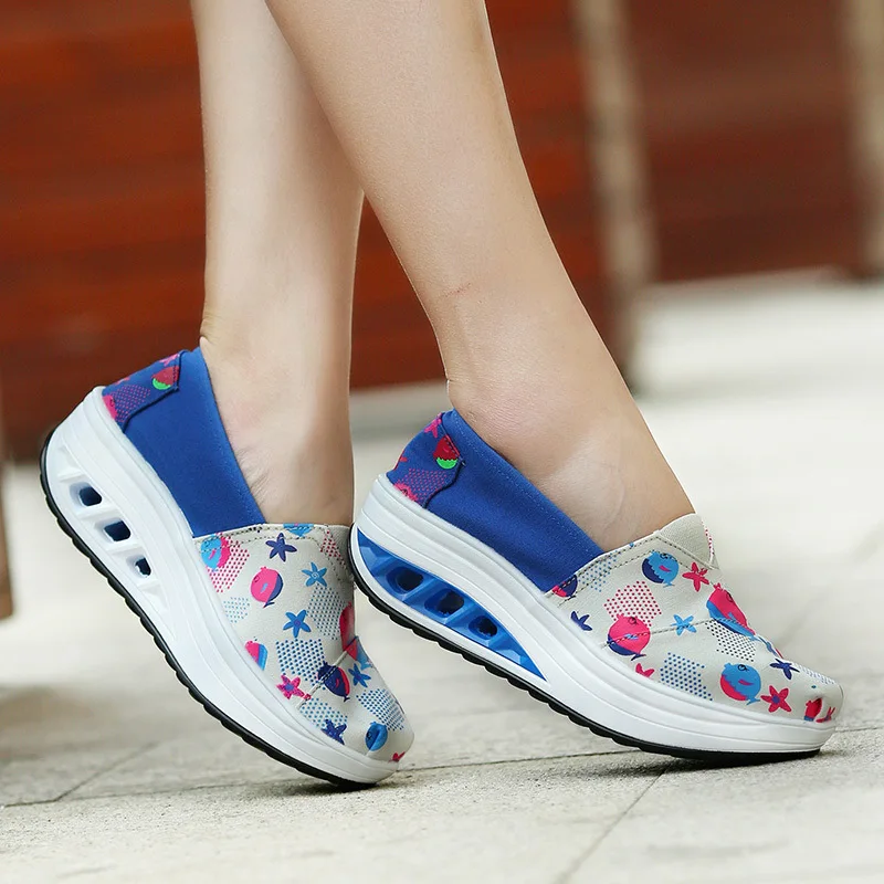 Hot 2020 New Spring Canvas Shoes Wedges Sway Women Sneakers Air Cushion Spell Color Breathable Fashion Casual | Обувь