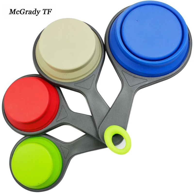 Mac Новые 8 шт./компл. Еда Класс силиконовые складной Складной мерный стакан и ложка