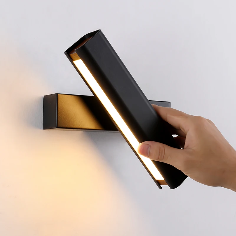 Modern minimalist aluminum + solid wood bedroom bedside wall lamp rotating LED personality creative aisle corridor | Освещение