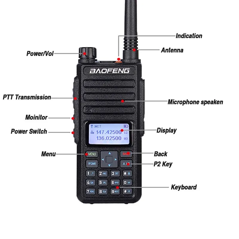 2шт Baofeng DM-1801 переносной любительский радиоприёмник рация 10 км УКВ увч двойной
