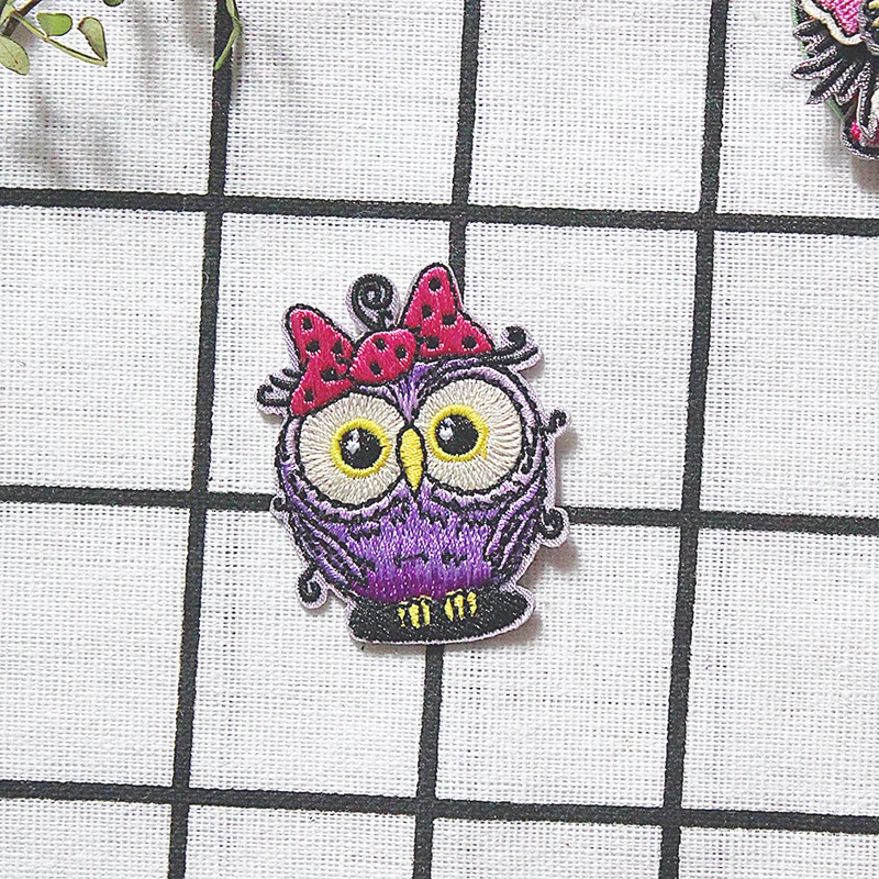 Детские Мультяшные вышитые нашивки с рисунком птицы и совы термоклейкие для