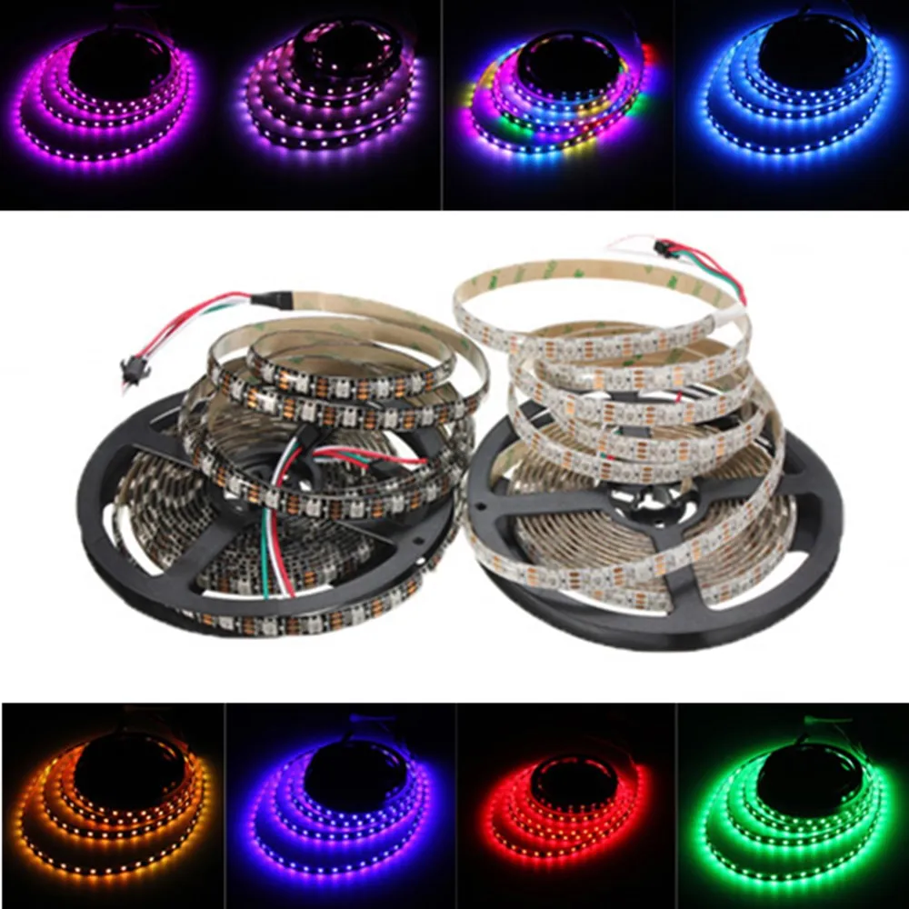 

Jiguoor 5M 45W 150SMD WS2812B LED RGB Colorful Strip Light Waterproof IP65 White/Black PCB DC5V Christmas Decoration for homes