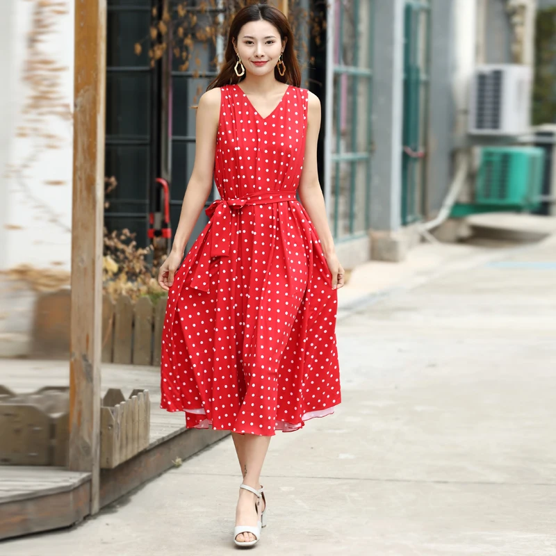 Шифоновое пляжное платье макси в горошек Удобный сарафан для медового месяца