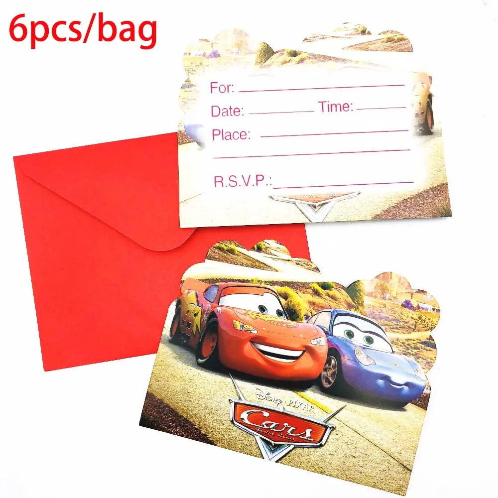 invitation card01 Mcqueen малыш день рождения принадлежности скатерть чашка тарелка соломенная салфетка Подарочный пакет конфеты коробка попкорн события Patry украшения - Цвет: invitation card01