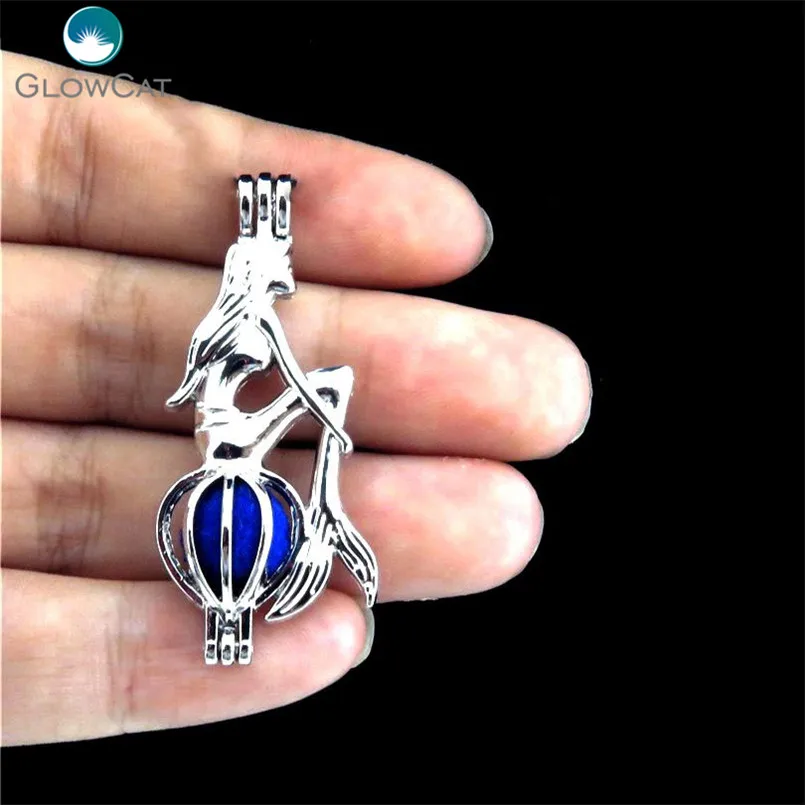 K242 5pcs/lot Kid Girls Locket Mermaid Beads Pearl Cage Pendant Fairytale Party Essential Oil Diffuser | Украшения и аксессуары