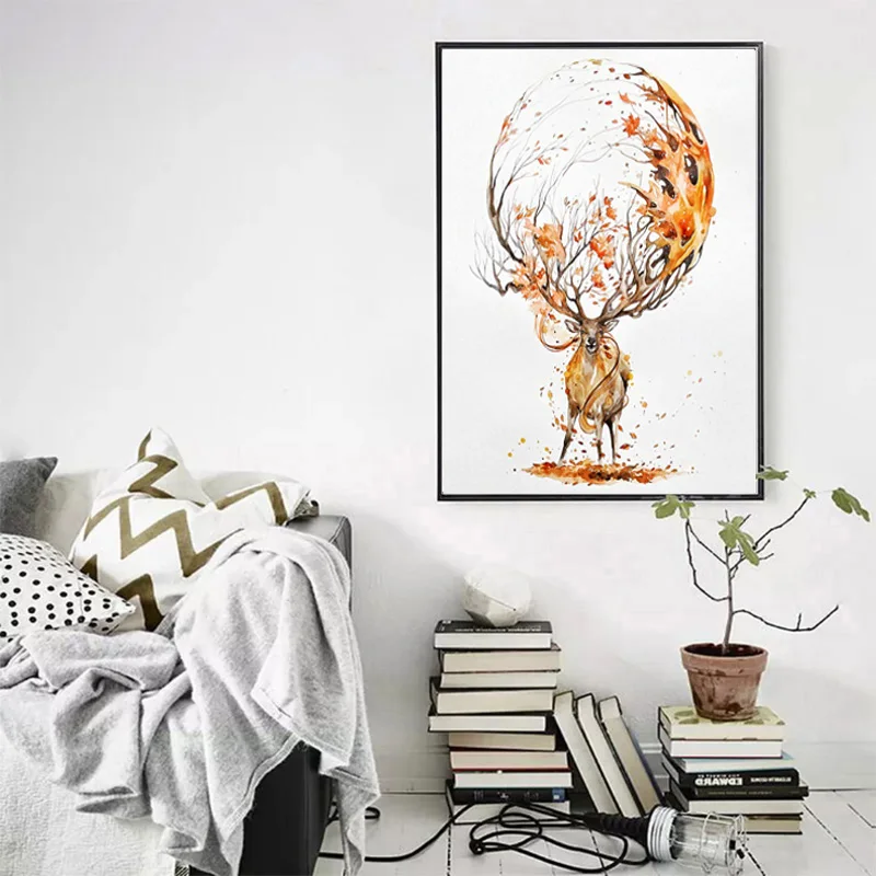 Moose Nordic mythology hand-painted watercolor modern european-style home | Дом и сад