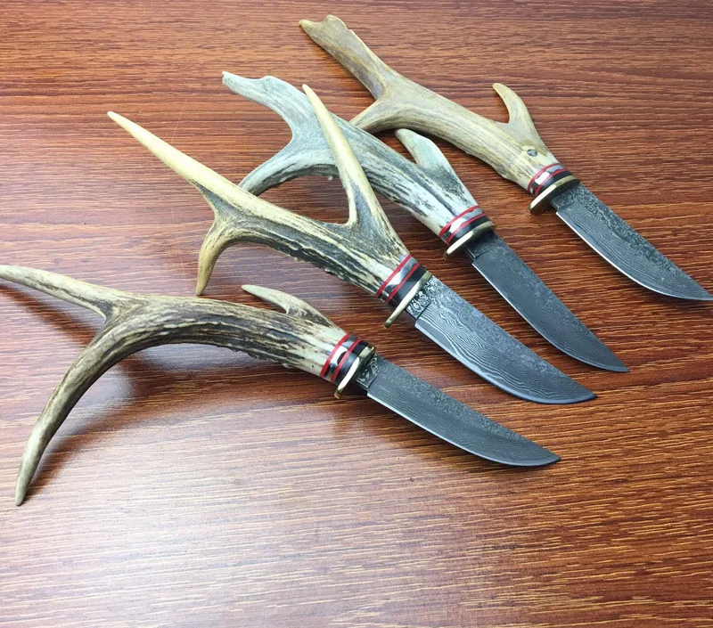 Высококачественный кованый прямой нож из дамасской стали охотничий высокой