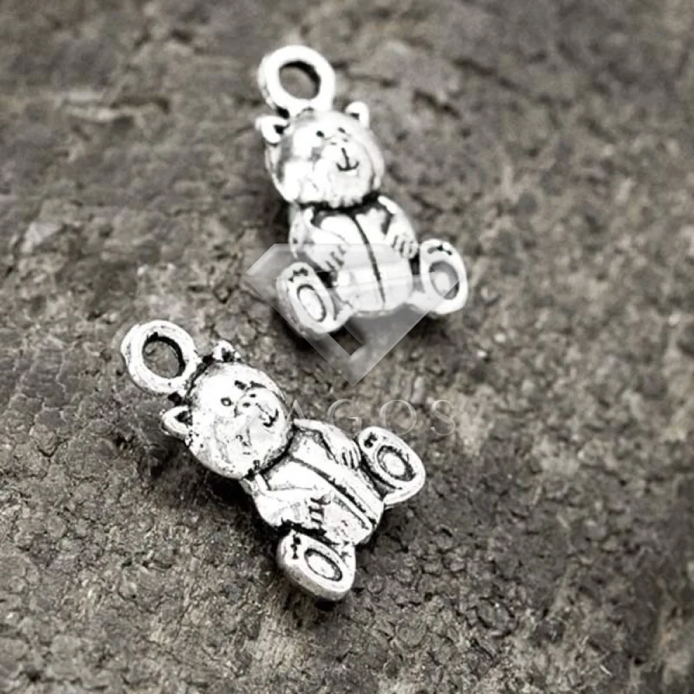 50Pcs Antique Silver Tibetan Tone 16x10x5mm Bear Animal Charms Zinc Alloy Jewellry Making Findings TS0088 | Украшения и