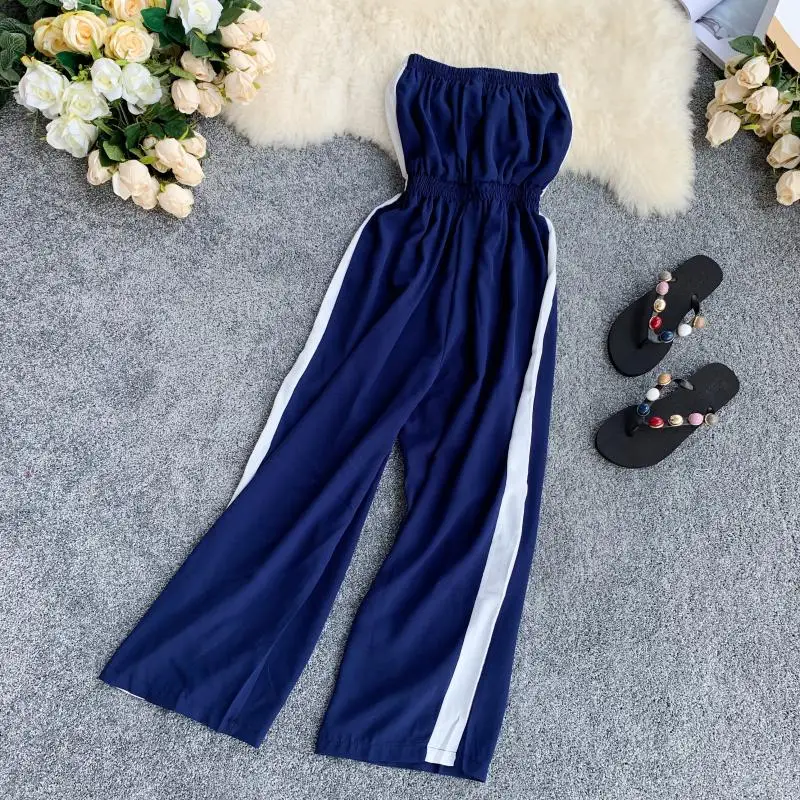 ALPHALMODA 2019 летние женские полосатые комбинезоны для женщин с эластичным поясом