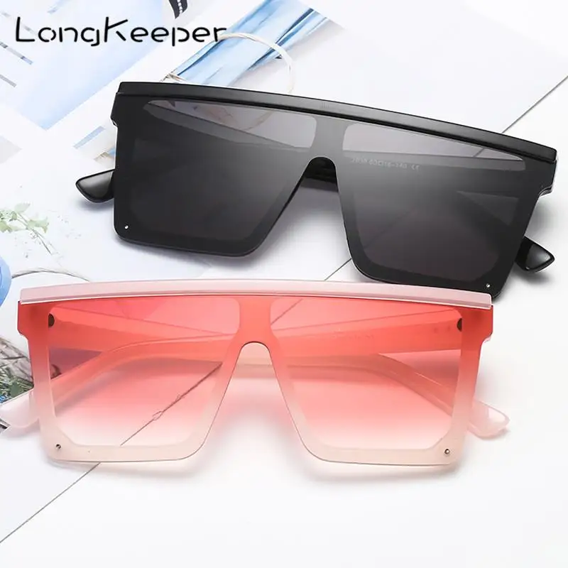 

LongKeeper Oversized Square Sunglasses Women Fashion Flat Top Gradient Glasses Men Rimless Brand Disign Gafas de sol