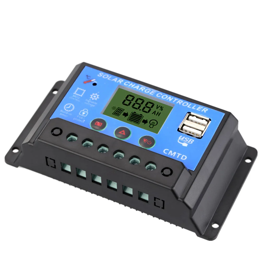 Регулятор заряда на солнечной батарее 10A с ЖК дисплеем автоматический таймер