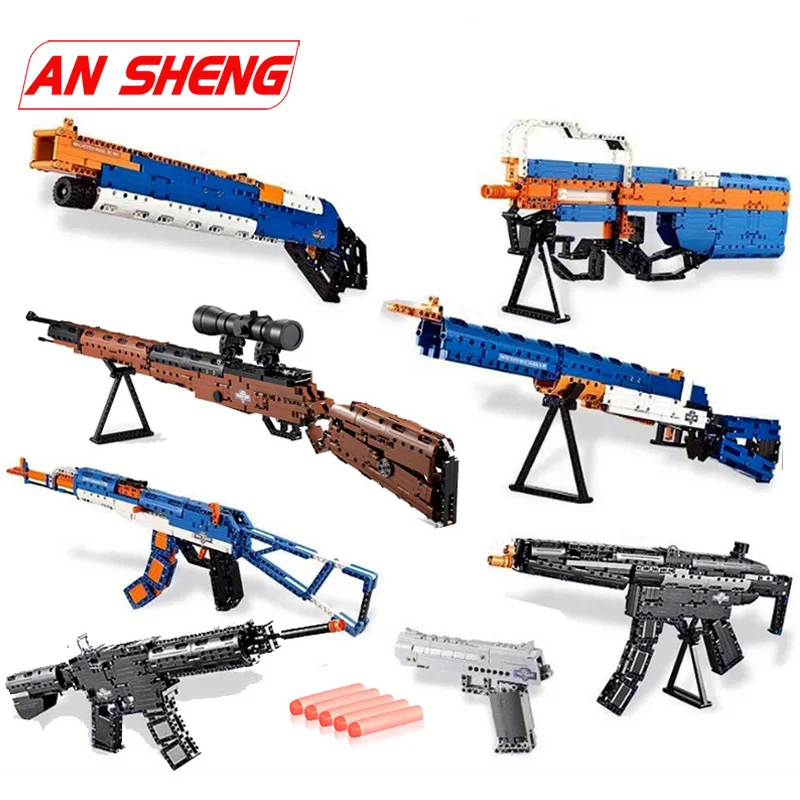SWAT Эмиссионный пистолет Power GUN technic Arms модель Собранный DIY кирпич набор оружие