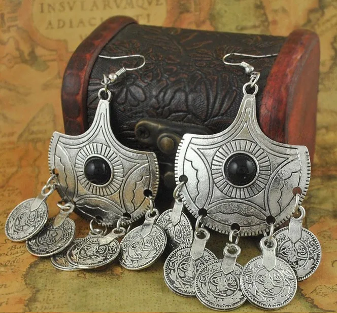 Винтажные этнический племен Jhumka Jhumki резные Мексика Цыганская Индия традиция