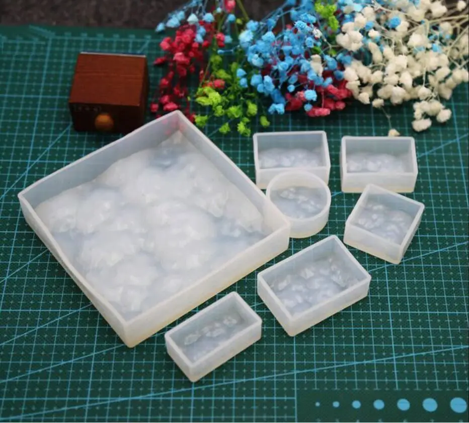 

Double One 7pcs/set 3D Water Ripple Cabochon Silicon Mold Mould Epoxy Resin Jewelry Beads Making DIY