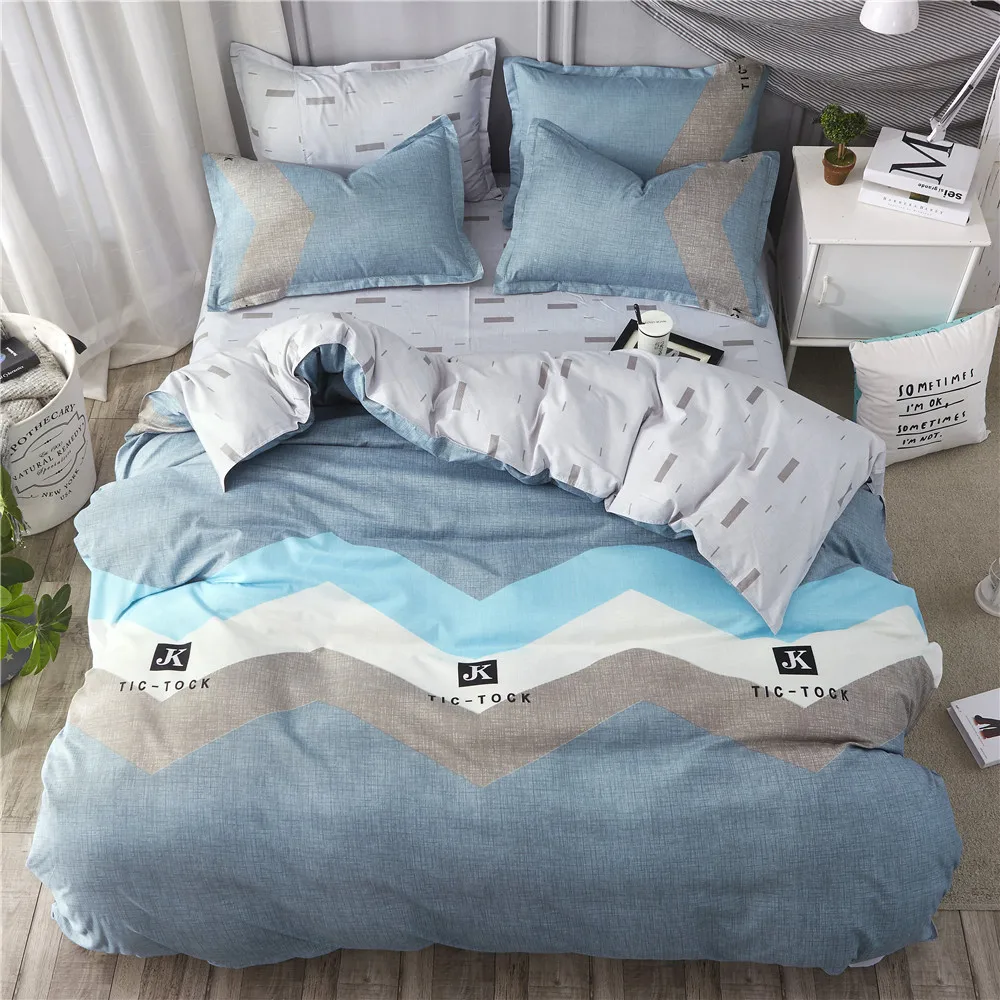 Розовый синий 3/4 шт Комплект постельного белья детское Мягкое хлопковое