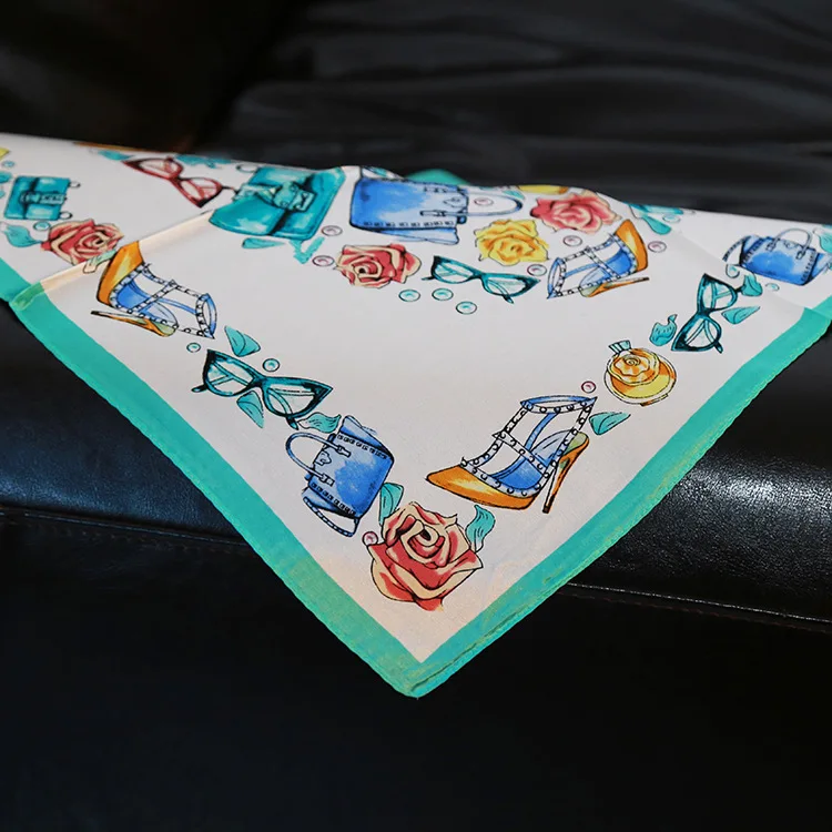 Новое поступление Модный Шелковый шарф с мультяшным принтом 100% шелковый сумочка