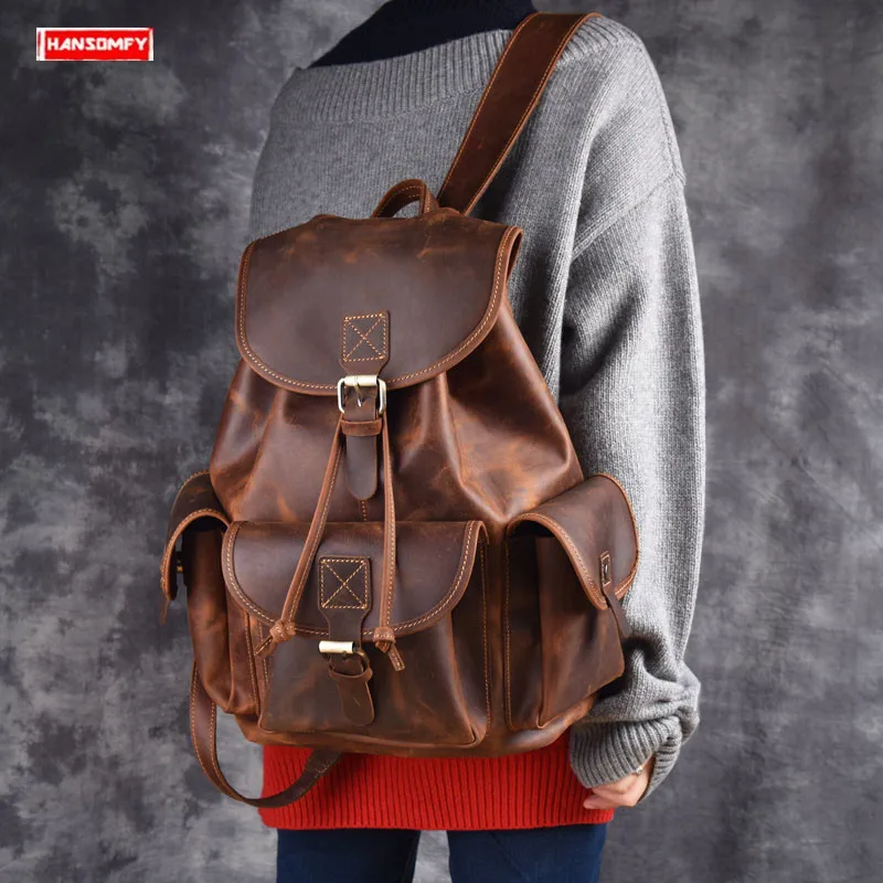 Женский рюкзак ручной работы сумка через плечо первый слой Воловья кожа Ретро