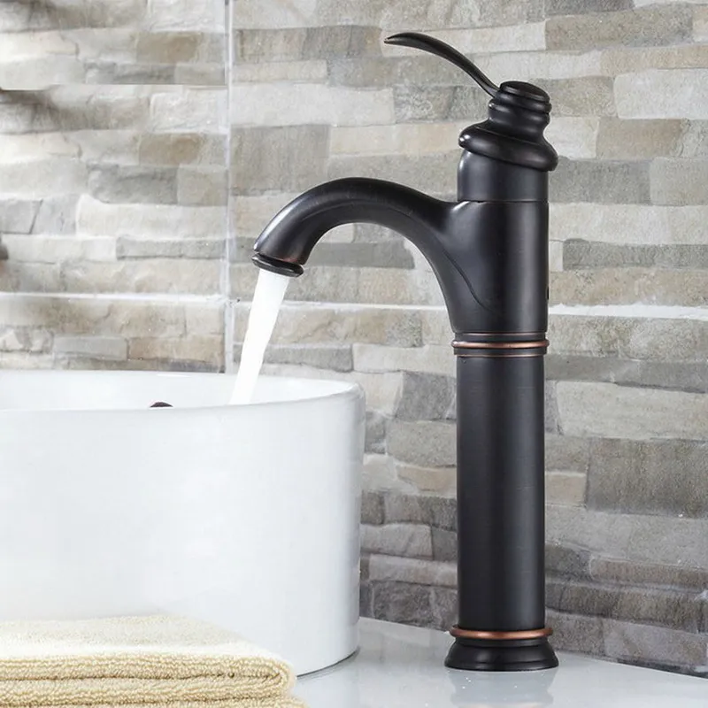 

Oil Rubbed Bronze Single Lever Handle Bathroom Vessel Sink Basin Faucet Mixer Taps ahg020