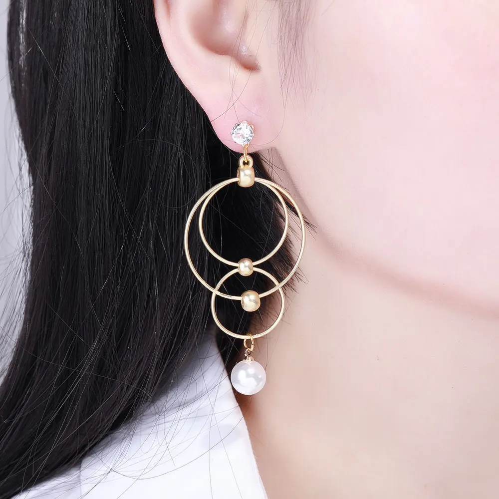 HanCheng Новые матовые металлические золотые Висячие серьги геометрической формы